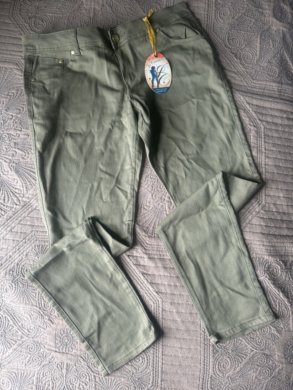 Women's Skinny Jeans in Olive Green